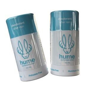 Hume Supernatural Deodorant After Rain 2oz 57g Aluminum Free Lot of 2 New